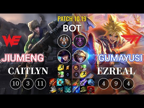 WE Jiumeng Caitlyn vs T1 Gumayusi Ezreal Bot - KR Patch 10.19