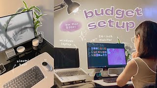 desk setup makeover — budget minimalist aesthetic, registered nurse turned wfh freelancer
