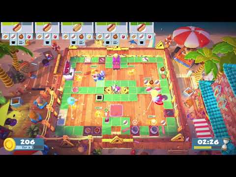 Overcooked 2 - Sun's Out Buns Out DLC - Level 1-4 - 4 Stars - 2 Player co-op
