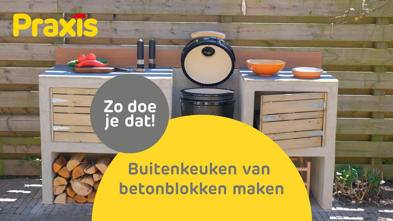 Buitenkeuken van betonblokken maken