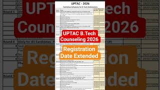 UPTAC Counselling Registration Date Extended 2026, B.Tech Counselling Registration date Extended