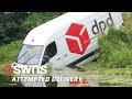 UK Delivery Driver Has A Bad Day And Crashes DPD Van Into CANAL SWNS