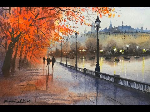 How to Paint an Autumn Evening by the Riverside