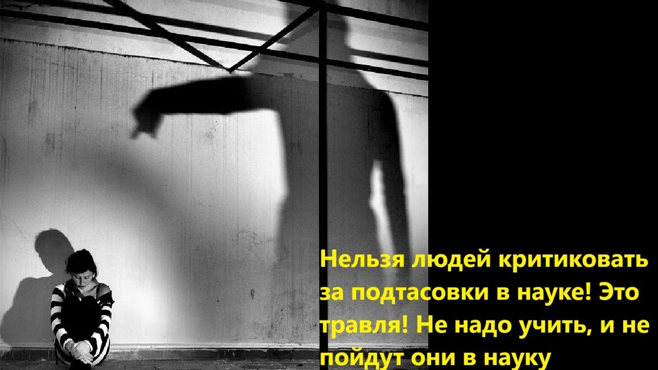 Нельзя людей критиковать за подтасовки в науке! Это травля! Не надо учить, и н