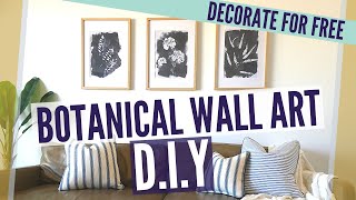 BOTANICAL LEAF Paintings DIY! // Hamptons Style // Decorate Your House FOR FREE!!