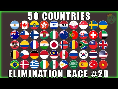 50 Countries Elimination Marble Race in Algodoo #20 \ Marble Race King