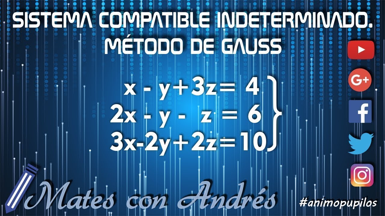 Sistema de ecuaciones compatible indeterminado SCI 3x3. Método de Gauss