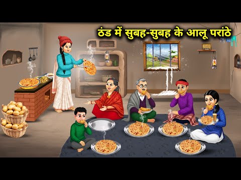 Potato parathas in the early morning in the cold | Cartoon Video