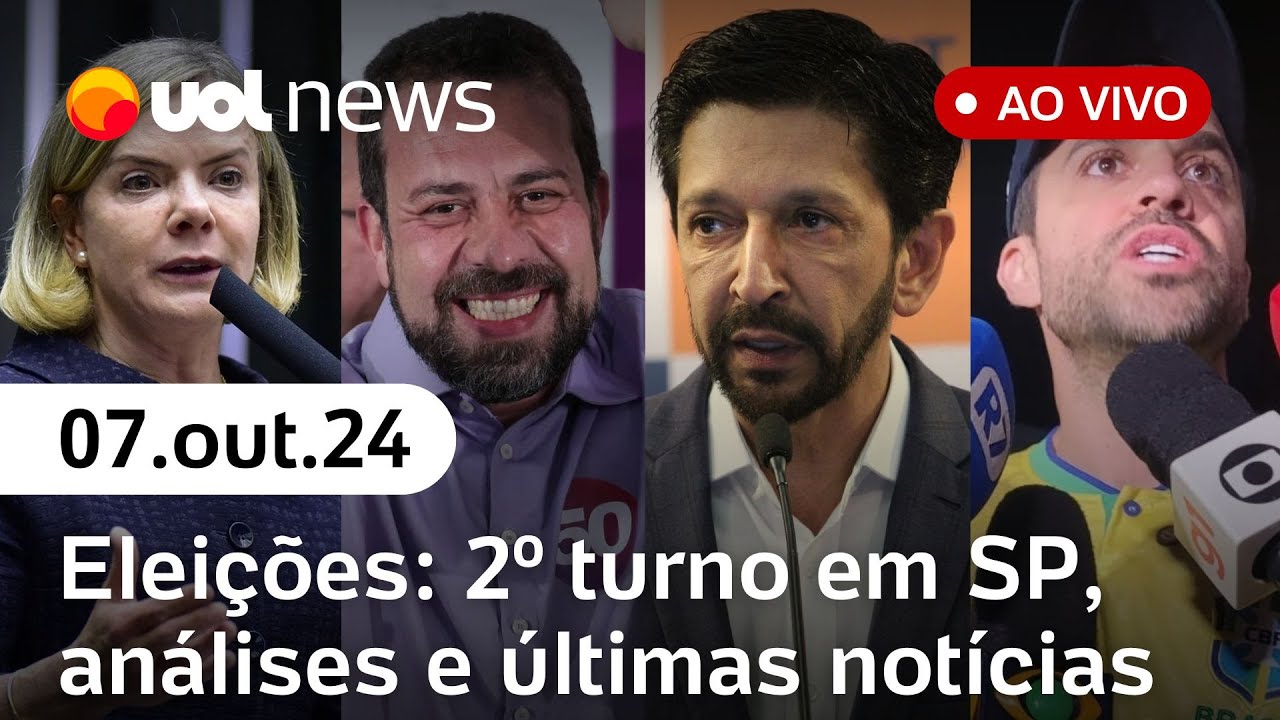 Eleições: Boulos e Nunes no 2º turno; Gleisi ao vivo e análises de Sakamoto e Landim | UOL News