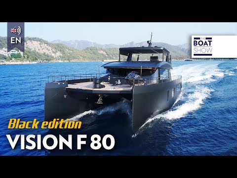 VISION F80 - Walking Through Catamaran Motor Boat - The Boat Show