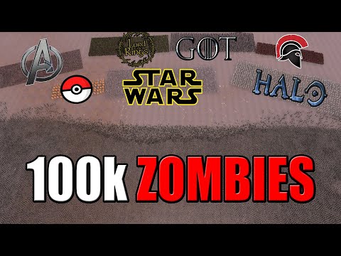 Every Fantasy Army vs 100,000 ZOMBIES! - UEBS: Star Wars, LotR, Halo, GoT, Pokemon, Marvel Mods