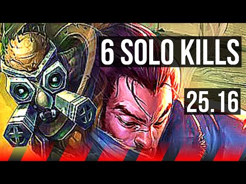 SINGED vs YASUO (TOP) | 72% winrate, 6 solo kills, Godlike | KR Diamond | 25.16