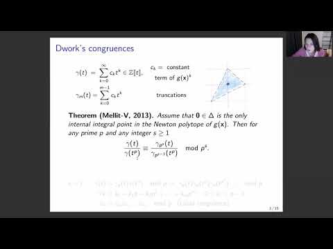 M. Vlasenko - Dwork's congruences and p-adic cohomology