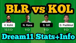 BLR vs KOL Dream11 Team|BLR vs KOL Dream11 Prediction|BLR vs KOL Dream11|
