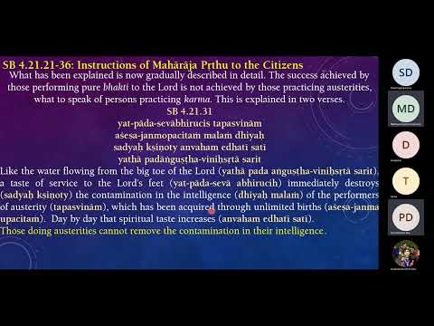 Saturday Bhakti Vaibhav SB 4.21.31-52 - Concluding instructions of Prthu Maharaja to his citizens