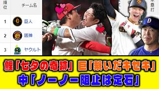 【7月7日】最新セリーグ順位表 ～鯉「七夕の奇跡」巨「繋いだキセキ」中「ノーノー阻止は定石」～