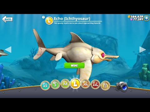 WIN ECHO "L" SHARK || ICHTYOSAUR FOR FREE. HUNGRY SHARK WORLD 2017
