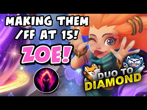 MAKING THE ENEMY SURRENDER AT 15 WITH ZOE! DUO TO DIAMOND - VICKSY | League of Legends
