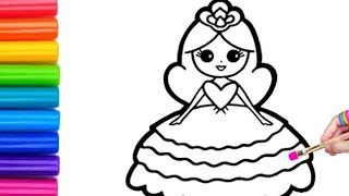 How to draw princess with beautiful Dress | painting for kids and toddlers