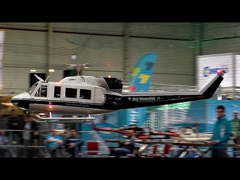 GIANT RC BELL-212 SCALE MODEL HELICOPTER FROM VARIO INDOOR FLIGHT / Intermodellbau 2016