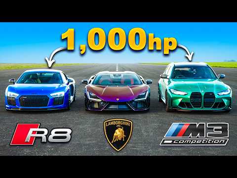 Lamborghini Revuelto v 1000hp M3 Touring v 1000hp R8: DRAG RACE