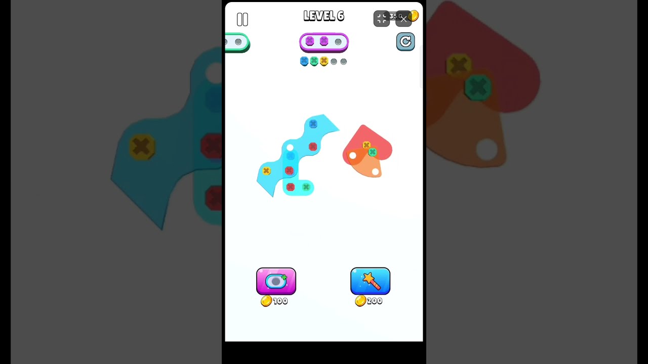 Screw Pin Jam Puzzle gameplay video showing advanced physics tricks and power-ups