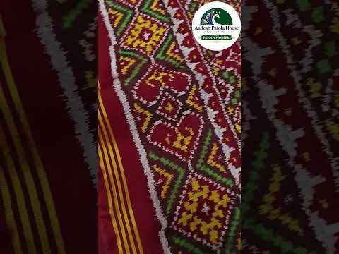 Red Marron Selari border and Buttonfulbhat motifs Semi ikat Patola Saree