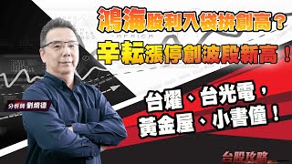 鴻海股利入袋拚創高？辛耘漲停創波段新高！台燿、台光電，黃金屋、小書僮！ (圖)