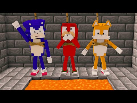 Sonic.EXE + Knuckles and Tails Descend Into Lava Meme - Good Ending |(Minecraft Animation) FNF