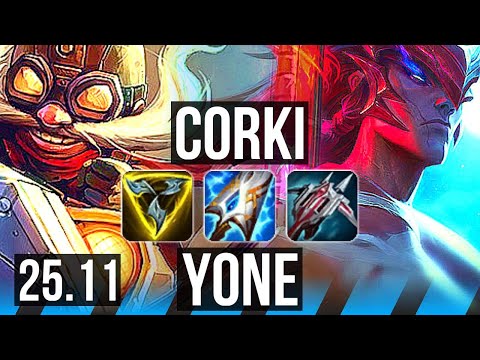 CORKI vs YONE (MID) | 11/1/6, Dominating, Rank 11 Corki | EUW Challenger | 25.11