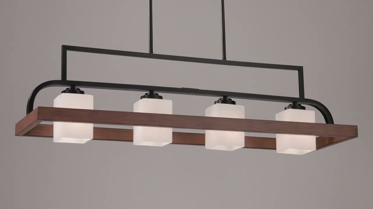 Video 1 Watch A Video About the Spearhead Black Wood Print 4 Light Island Pendant