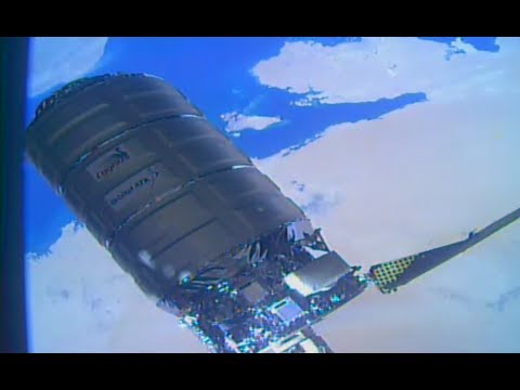 Cygnus OA-7 Unberthing & Transfer to Release Position (Time Lapse)