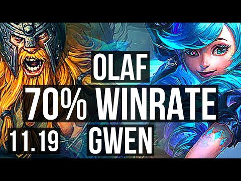 OLAF vs GWEN (JUNGLE) | 70% winrate, Rank 6 Olaf, 6/1/6 | TR Grandmaster | v11.19