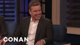 Matt Damon &amp; Tom Cruise Have Different Approaches To Death-Defying Stunts | CONAN on TBS