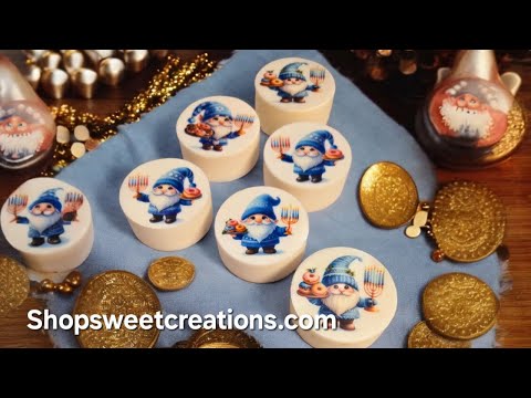 Chanukah Cake Pucks with Chocolate Transfers