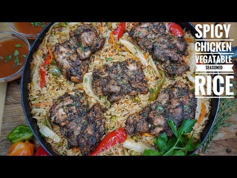 SUPER FLAVOURFUL ONE PAN JAMAICAN INSPIRED CHICKEN VEGETABLE SEASONED RICE