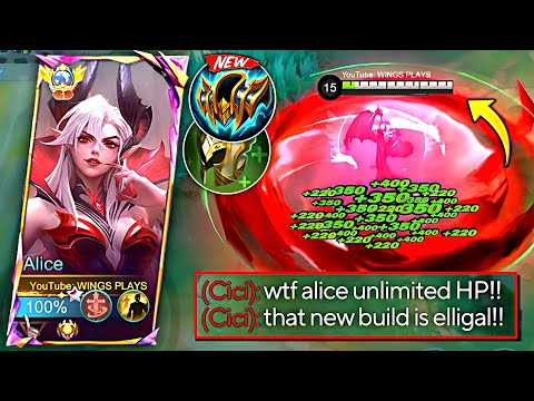 ALICE NEW UNLI HP REGEN UNKILLABLE QUEEN OF TANK WITH THIS NEW ITEM!!😱 BUILD & EMBLEM | MLBB