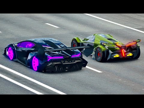 Lamborghini Veneno GTR vs Lamborghini V12 Vision GT - Drag Race 20 KM