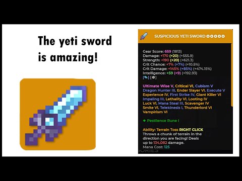 The yeti sword is an amazing mage dungeon weapon! 5m dmg per hit! (hypixel skyblock)