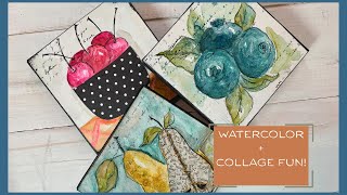 Watercolor & Collage Summer Fruit Art | Easy Mixed Media Tutorial #watercolorfruit #mixedmediaart