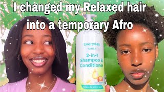 I CHANGED MY RELAXED HAIR INTO A TEMPORARY AFRO!!🙀*must watch *