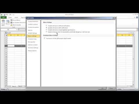 VBA Programming for Excel 2010 -- V1.07 - Understanding Macro Security -- Free Beginners Tutorial