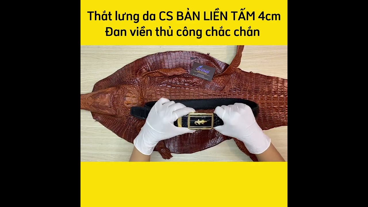 Thắt lưng da cá sấu [DÂY LIỀN NGUYÊN CON 4cm] Đan Viền Thủ Công Rất Bền! (mặt bạc)