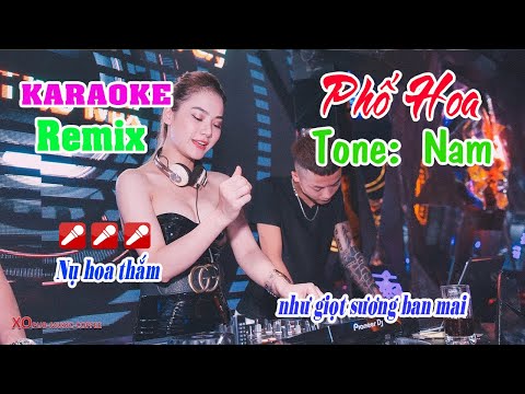 Phố Hoa Karaoke Remix Tone Nam Nhạc Sống