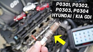 HYUNDAI KIA GDI CODE P0301 P0302 P0303 P0304 CYLINDER MISFIRE GDI 1.6 2.0 2.4 2.5