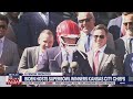 President Biden wears Chiefs helmet at White House Super Bowl celebration