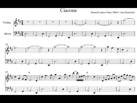 Heinrich Ignaz Franz Biber - Chaconne in D Major for Violin and Continuo. {w/ score.}