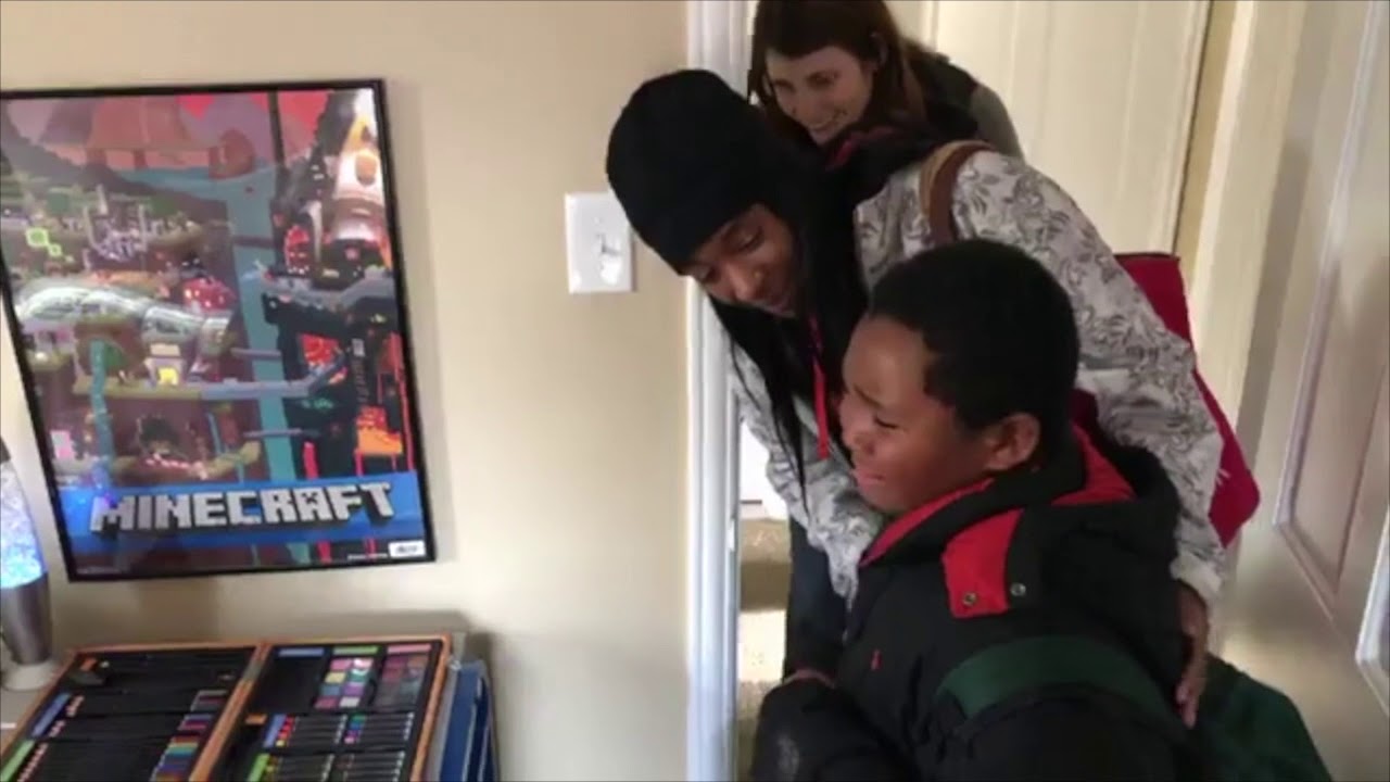 Homeless little boy gets a bed for Christmas