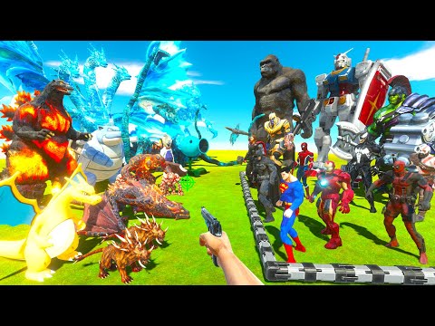 Kaiju Battle Simulator | Ice & Volcano Monsters vs Superheroes - Animal Revolt Battle Simulator