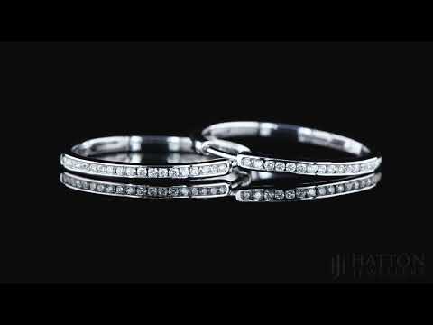 9ct White Gold 0.27ct Diamond Channel Set Hoop Earrings